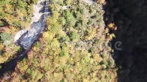 法国比利牛斯山脉秋林和小径的鸟瞰图视频的预览图