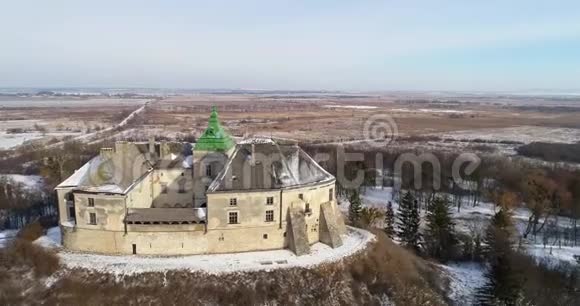 奥列斯基城堡和附近居民区的鸟瞰图视频的预览图