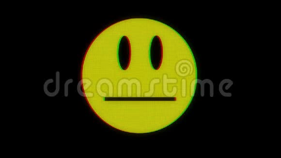 数字液晶屏幕上的扑克脸微笑符号无缝环干扰动画新动态复古欢乐视频的预览图