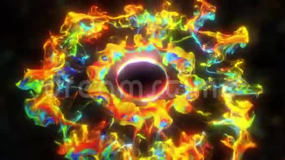多次彩虹色脉冲激波粒子爆炸阿尔法视频的预览图