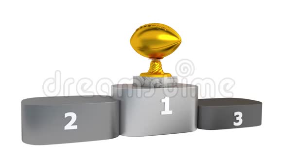 美式足球金银铜奖杯镶有大理石的底座出现在平台上视频的预览图