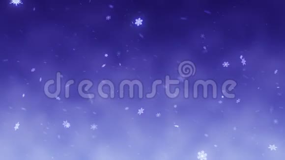 雪花飘落装饰雪花冬天圣诞节新年蓝紫的艺术背景3D动动画视频的预览图