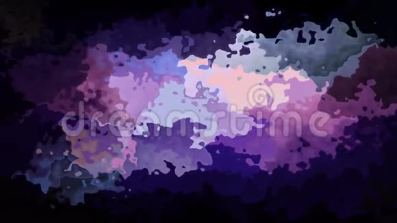 动画彩色背景无缝环视频水彩花效果黑色薰衣草紫色超紫粉色蓝色视频的预览图
