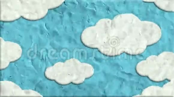 停止运动的粘土构成的多云天空视频的预览图