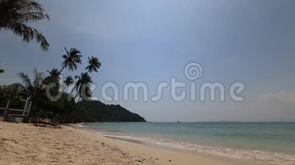 美丽的泰国海湾白沙和棕榈视频的预览图