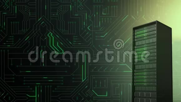主机电脑及发光绿色电路板视频的预览图