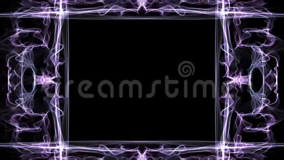 不寻常的分形框架动画边界为自己的信息紫色曲线上的黑色背景视频的预览图