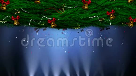 圣诞冬青花圈雪花飘落视频的预览图