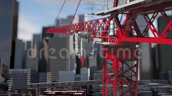 建筑起重机动画城市背景摩天大楼景观视野金属建筑视频的预览图