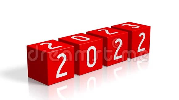 20222023年新年改变概念红色立方体视频的预览图
