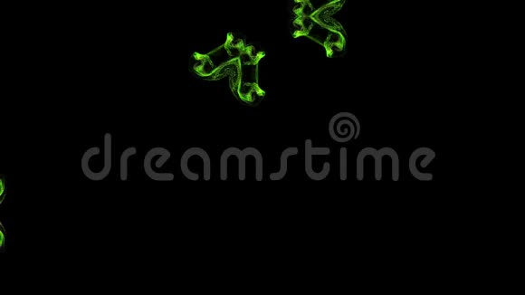 以Luma哑光为通道的辉光绿色粒子在黑色背景上的油墨万花筒效应像你这样的人视频的预览图
