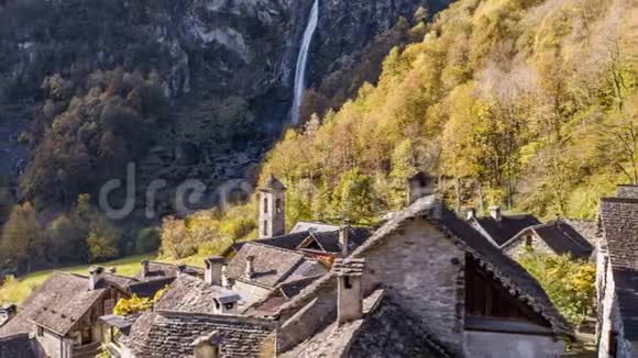 Foroglio村岩石Ticino瑞士航空4k视频的预览图