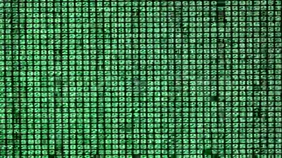计算机屏幕上滚动的绿色数字代码视频的预览图