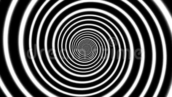 抽象背景有无尽的黑白螺旋催眠螺旋黑白催眠螺旋视频的预览图