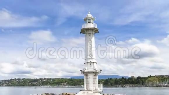 瑞士日内瓦LacLeman4k灯塔视频的预览图