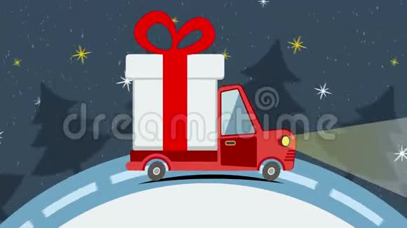 圣诞动画贺卡和礼品递送车视频的预览图