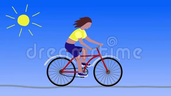 那个女孩正在骑红色自行车卡通视频的预览图