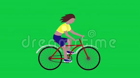 那个女孩正在骑红色自行车卡通视频的预览图