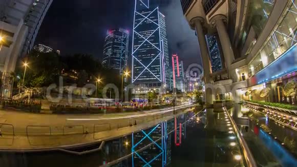香港企业大厦夜间时间视频的预览图