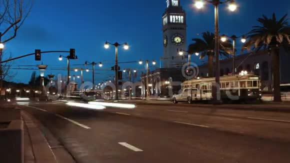 旧金山城市夜间交通视频的预览图