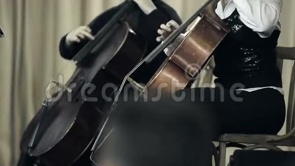 两个大提琴手在音乐会上演奏大提琴视频的预览图