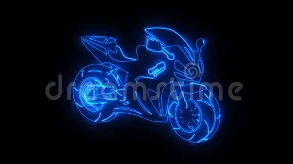 蓝色燃烧种族摩托自行车标志循环图形元素视频的预览图