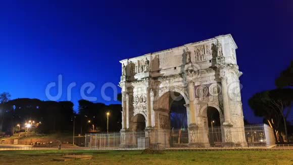 君士坦丁的拱门意大利罗马时间流逝4K视频的预览图