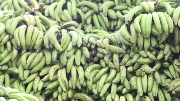 印度市场上新绿蕉香蕉的近景视频的预览图