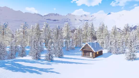冬天的时候在山上用雪做木材视频的预览图