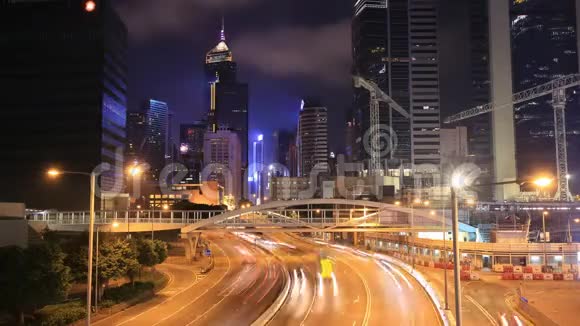 香港城市的时间推移及夜间交通视频的预览图