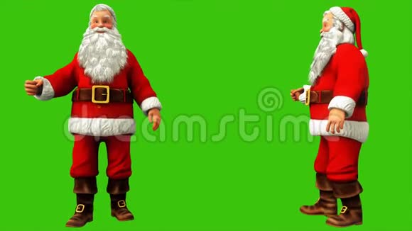 圣诞老人在圣诞节4k的时候走在绿色的屏幕上无缝循环动画视频的预览图