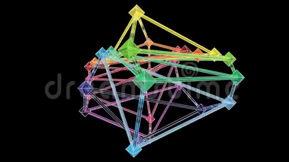 彩色三维连接八面体结构演化循环视频的预览图