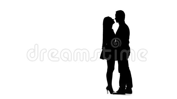 情侣拥抱白色背景轮廓视频的预览图