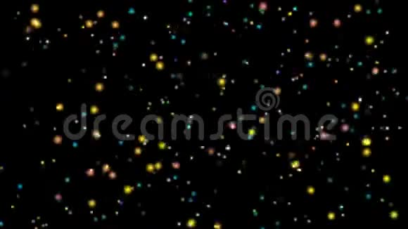 黑色背景上飞舞的五彩小模糊的灯光动画抽象视频背景视频的预览图