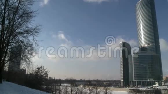 莫斯科城市商业中心冬季外部视频的预览图