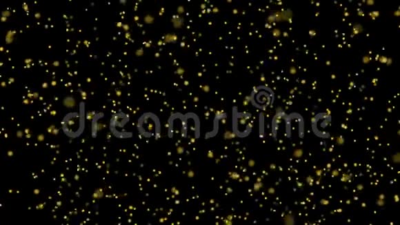 4K运动抽象图形颗粒金尘埃漂浮在空气中的黑色背景背景黄金运动视频的预览图