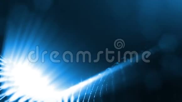 具有景深的虚拟空间带粒子的循环全息背景形成线面网格蓝色的13视频的预览图
