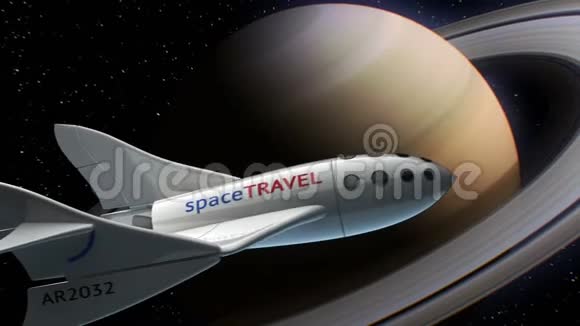 土星轨道上的虚构空间平面空间旅游宇宙飞船概念三维动画地球的纹理是视频的预览图