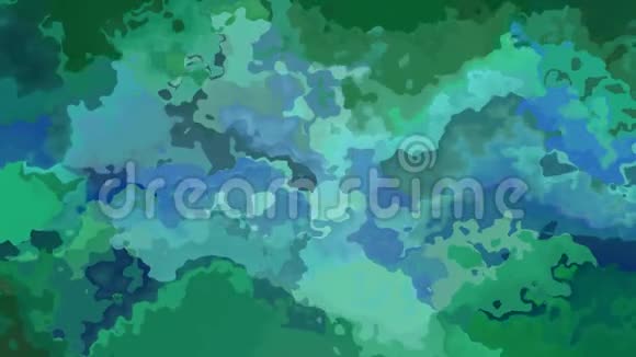 动画彩色背景无缝循环视频水彩效果翠绿色和蓝宝石蓝色视频的预览图