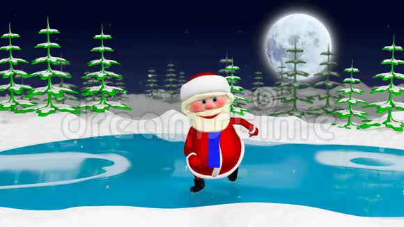 3D动画圣诞老人在溜冰视频的预览图