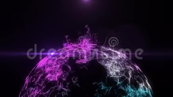浮动地球仪抽象几何背景动画视频的预览图