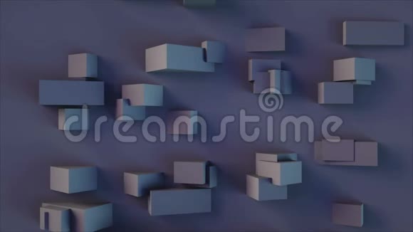 三维渲染背景与矩形形状不同大小的元素计算机生成视频的预览图