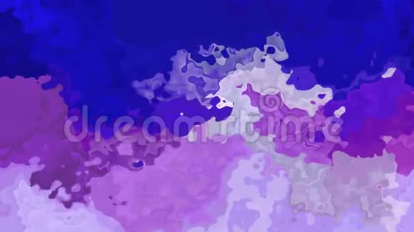 动画彩色背景无缝环视频水彩花效果皇家蓝色紫外线和薰衣草紫色视频的预览图