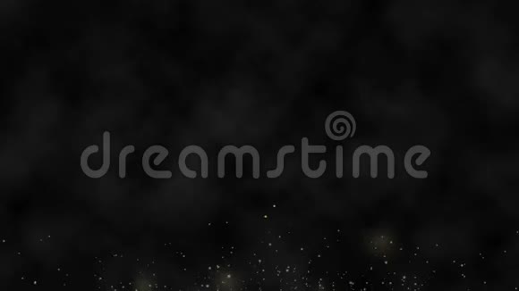 4K运动抽象图形颗粒金尘埃漂浮在空气中的黑色背景背景黄金运动视频的预览图