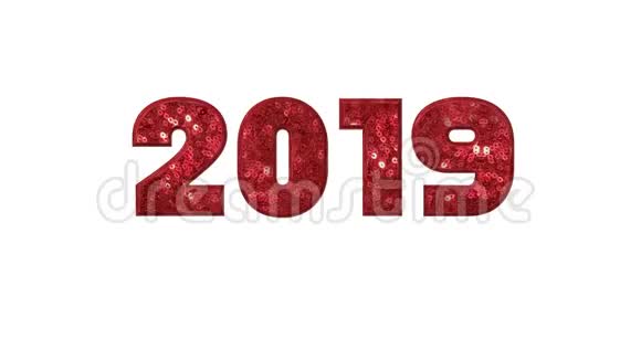 闪闪发光的文字2019年红色亮片新年前夕视频的预览图