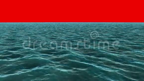 在红幕的天空下依然是蔚蓝的海洋视频的预览图