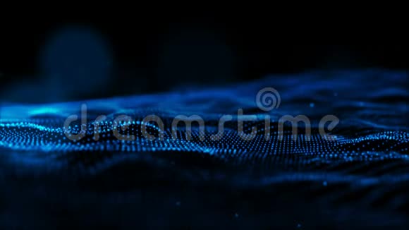 数字抽象的蓝色粒子波形成网络技术运动背景视频的预览图