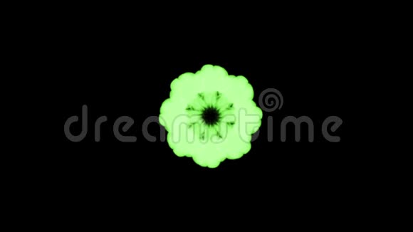 荧光绿色墨水在黑色背景下溶解在水中用Luma哑光3D渲染V16环视频的预览图
