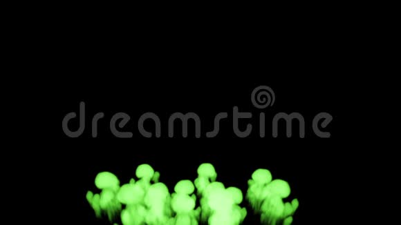 荧光绿色墨水在黑色背景下溶解在水中用Luma哑光3D渲染V4很多流视频的预览图