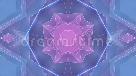 抽象对称蓝粉星形网亮云动画背景新质量动态技术视频的预览图
